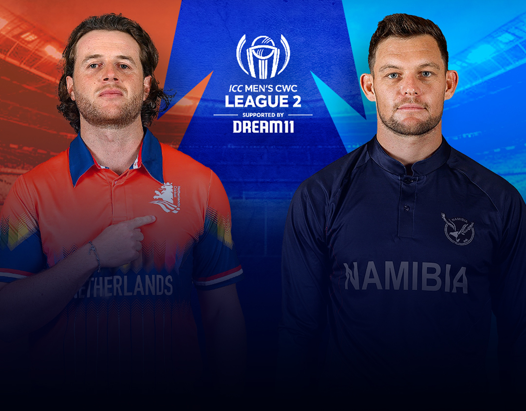 Match 59 of icc cwc league 2, 2023-27: netherlands vs namibia banner
