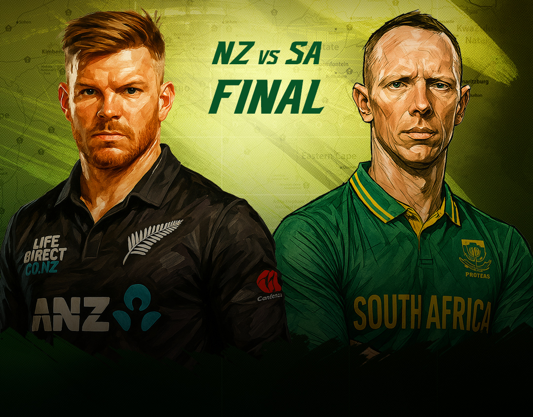 Final of zimbabwe t20i tri series, 2025: new zealand vs south africa banner