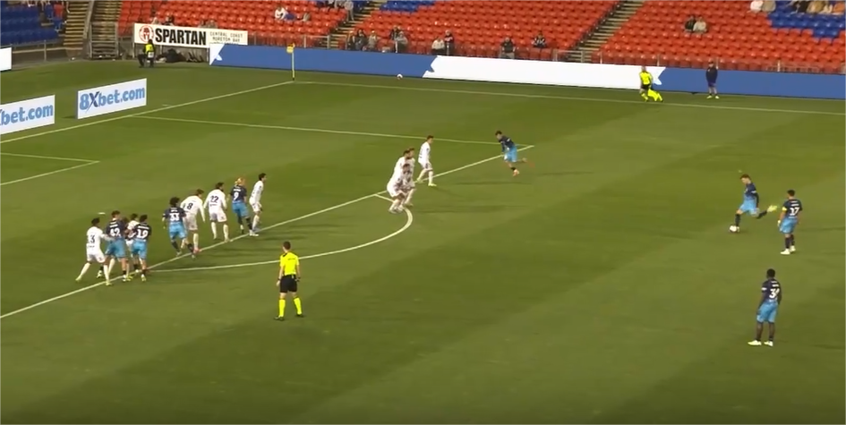 SCREAMER! Eli Adams leaves the keeper rooted with a Stunning Free Kick