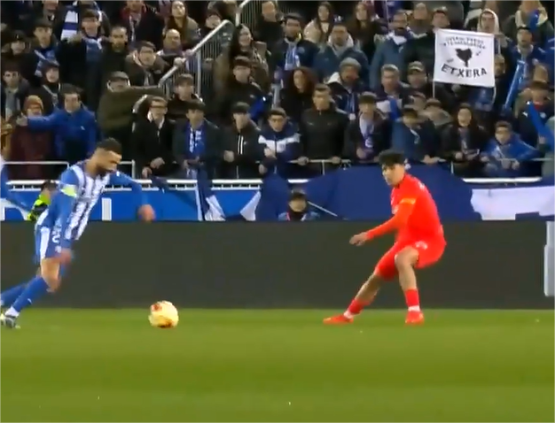 PURE PRECISION! Abde Rebbach fires Alaves into the lead