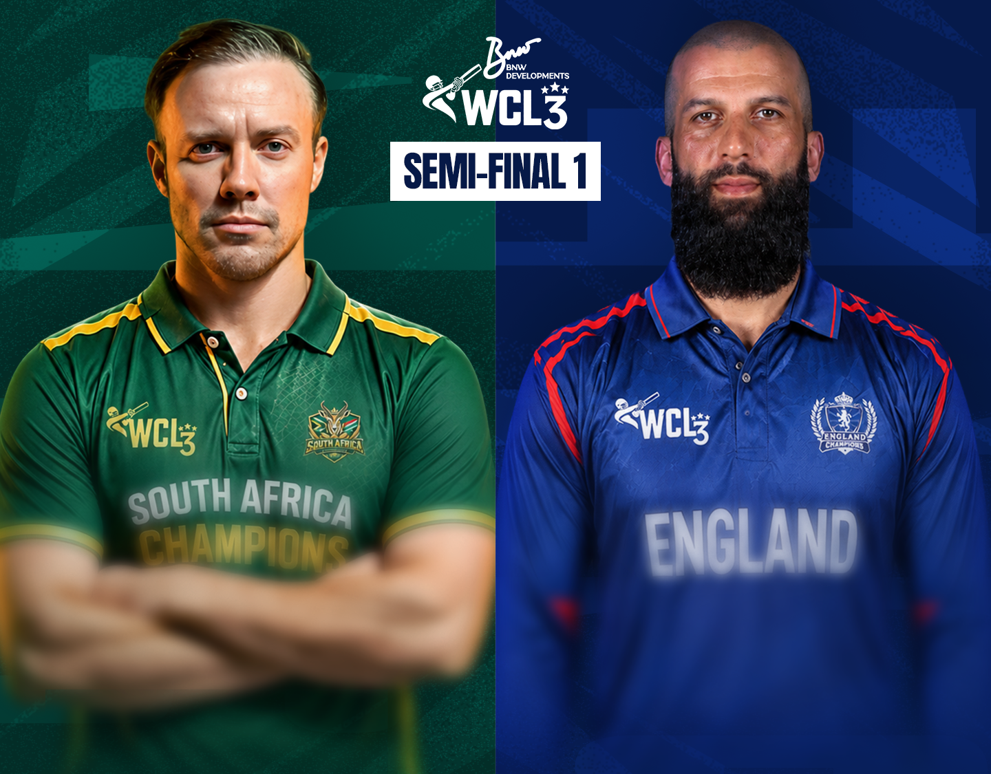 1st semi-final of world championship of legends, 2026: south africa champions vs england champions banner