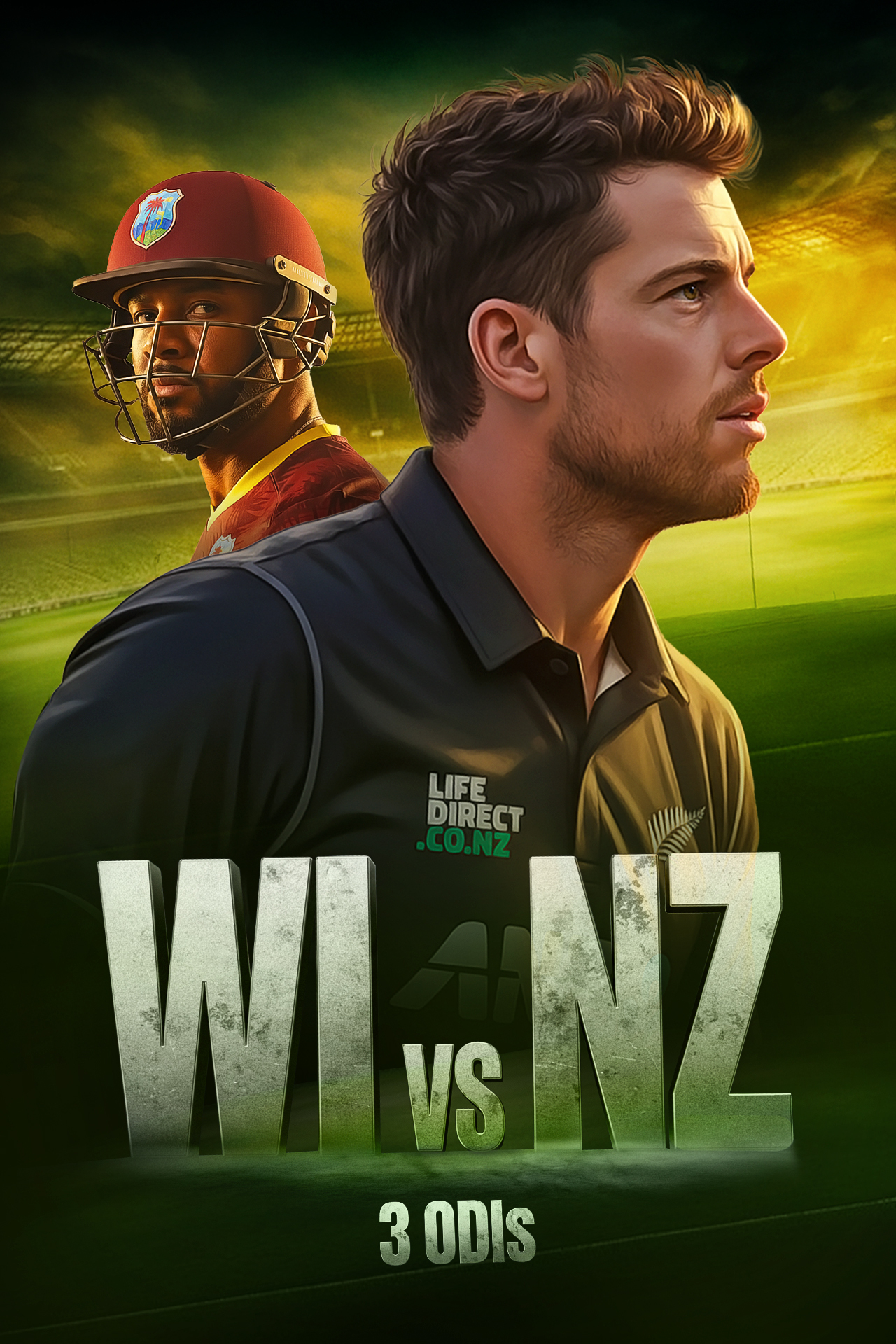 West indies tour of new zealand, 2025 cricket vertical banner