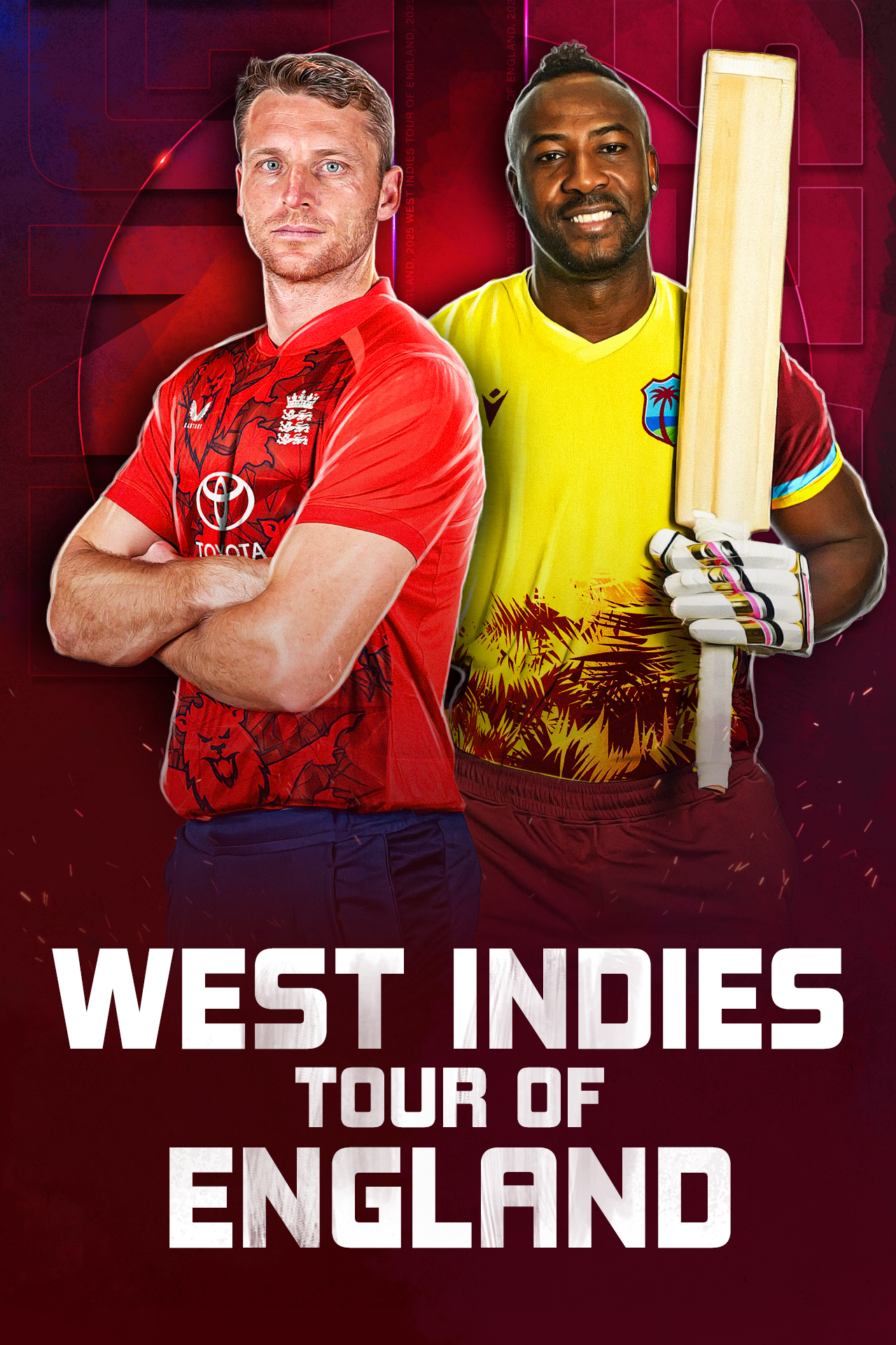 West indies tour of england, 2025 cricket vertical banner