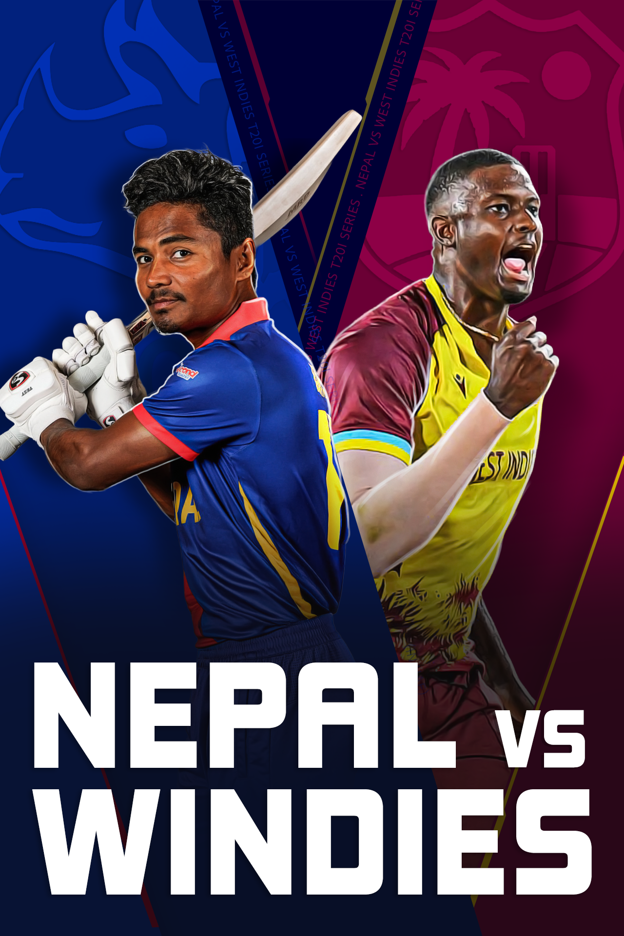 Nepal and west indies tour of uae, 2025 cricket vertical banner