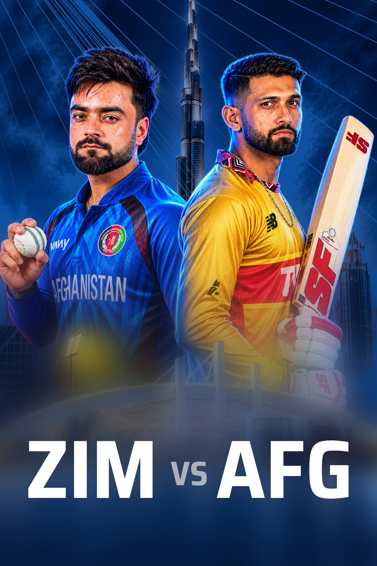 Zimbabwe tour of afghanistan in uae, 2026 cricket vertical banner