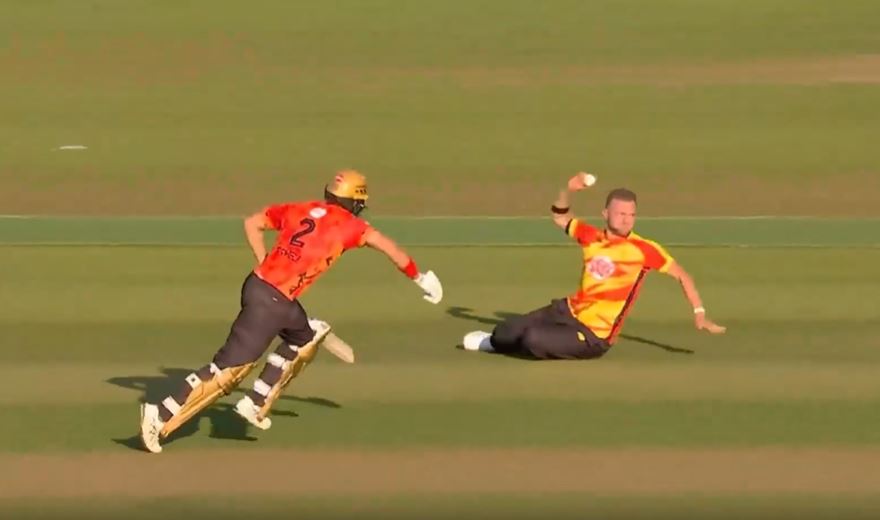 BRILLIANT! Cook’s sliding sniper throw caught Bethell short
