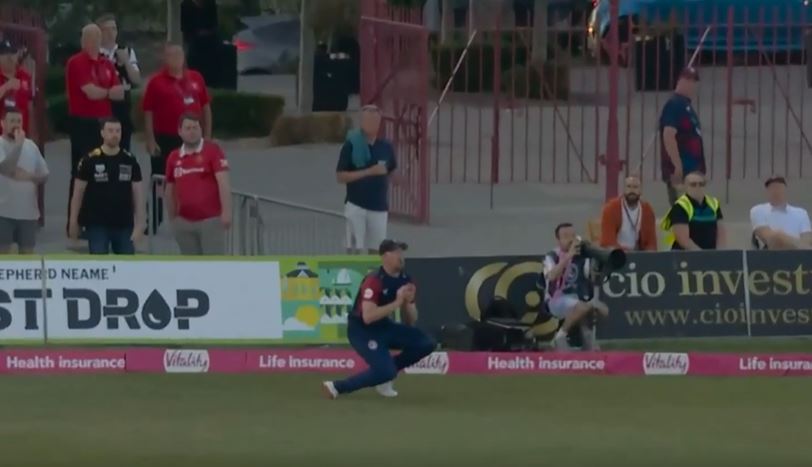 SPLENDID! Tom Rogers's screamer fired it up for Kent