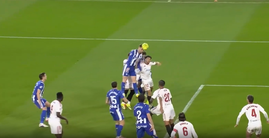 SKY HIGH! Toni Martinez scores a bullet header from the clouds