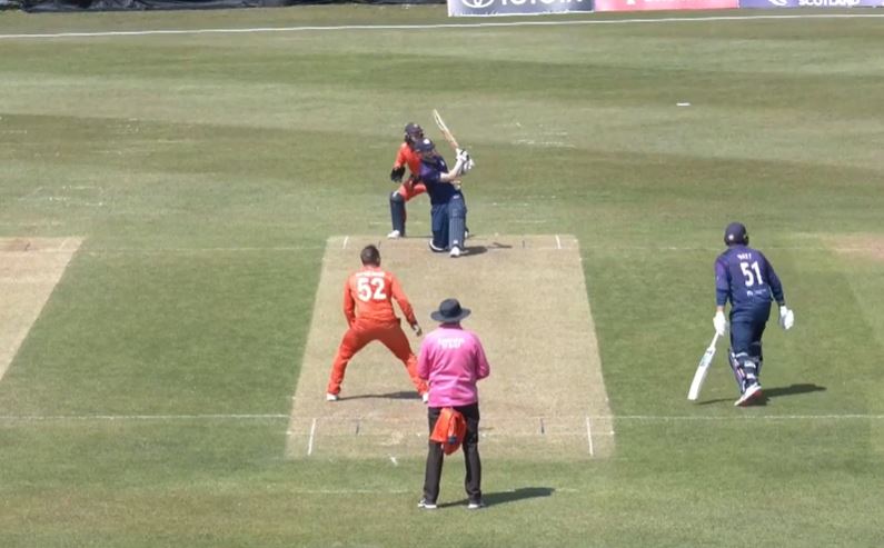 BOOM! Finlay McCreath raised his fifty with a monster six