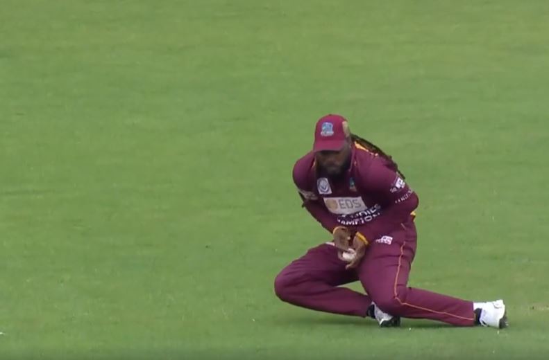 Gayle Strikes! Stunning catch followed by a lively celebration