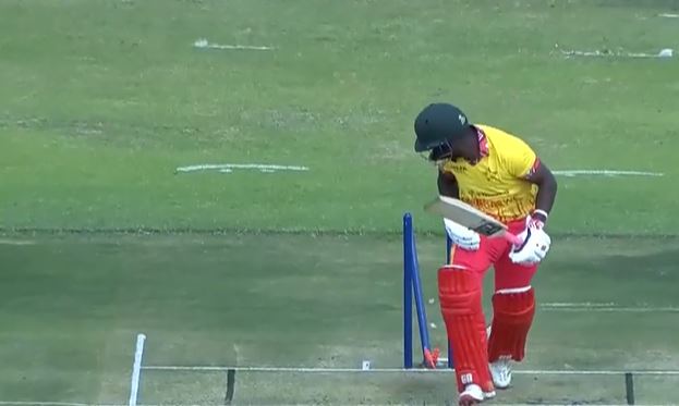 Hit-Wicket Horror! Madhevere fell in bizarre fashion