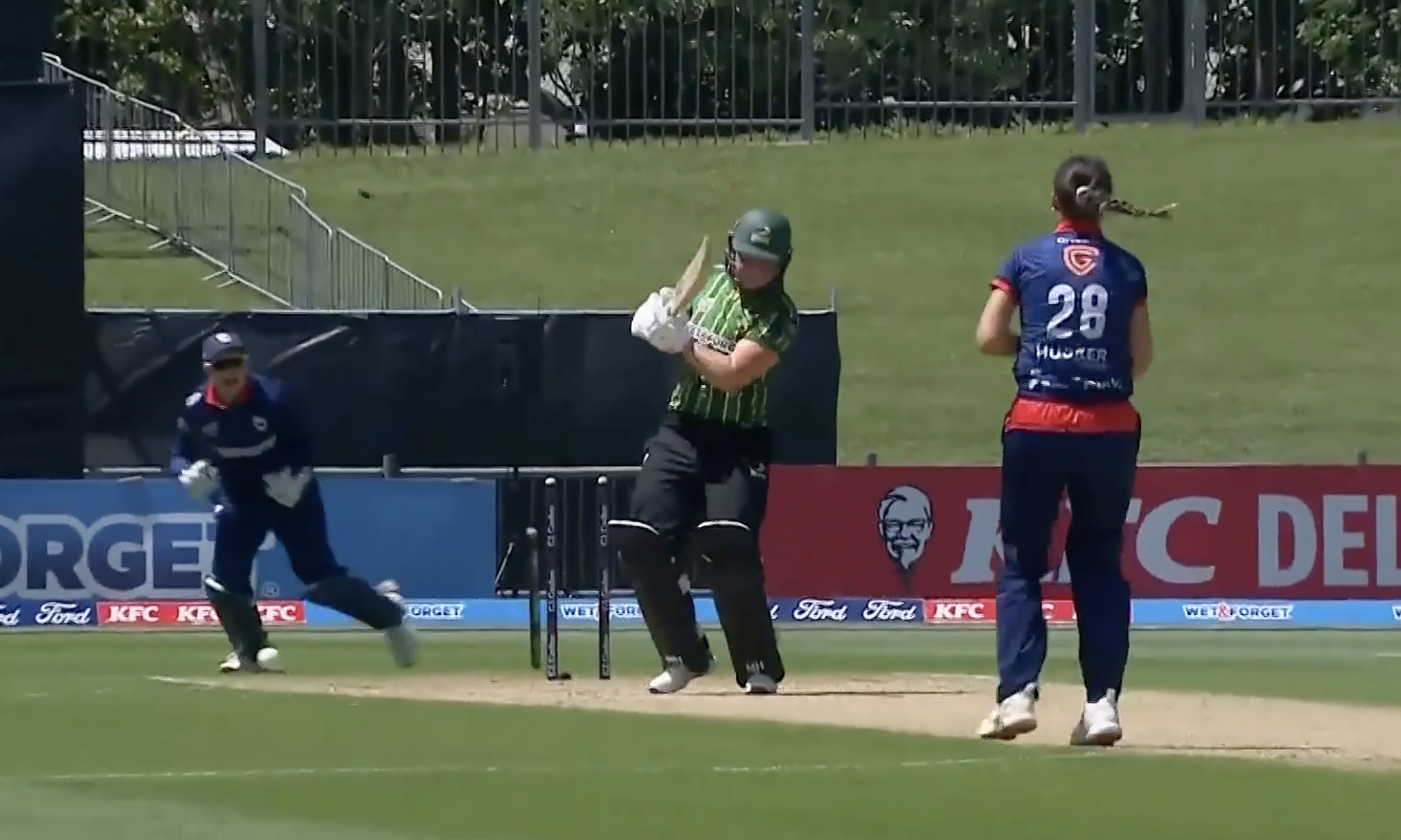 MIDDLE STUMP UPROOTED! Amie Hucker cleans up Grace Scrivens