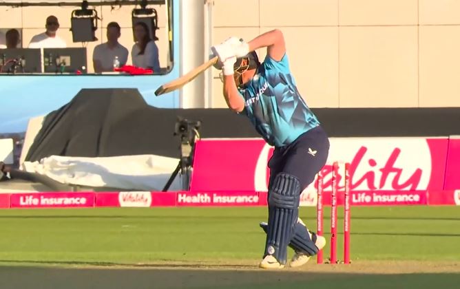 FIREWORKS! Bairstow brought up 100 with a thunderous four