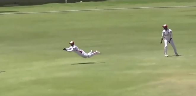 UNREAL! Jason Mohammed takes flight for a screamer