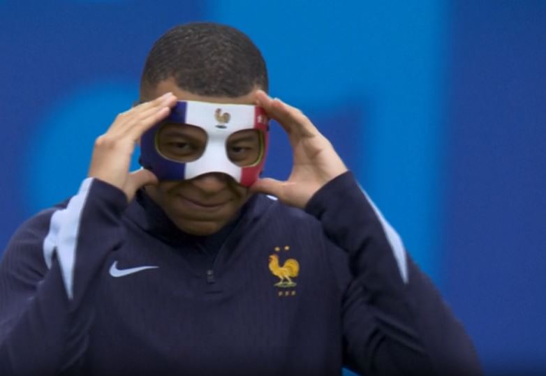 Mbappé trains with protective mask as he returns to action at Euro 2024