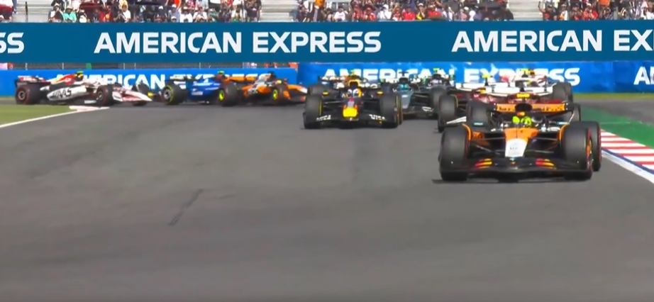 Turn 1 Mayhem! Lando escaped the chaos as Max went off-road
