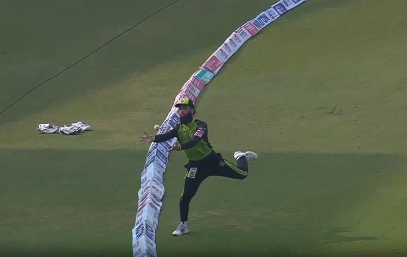 CHAOS! Moeen Ali drops the catch but denies a six