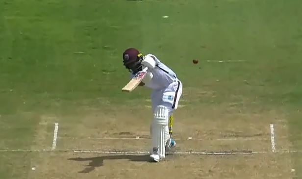 BOWLED EM! Cummins made a mess of Hope's stumps 