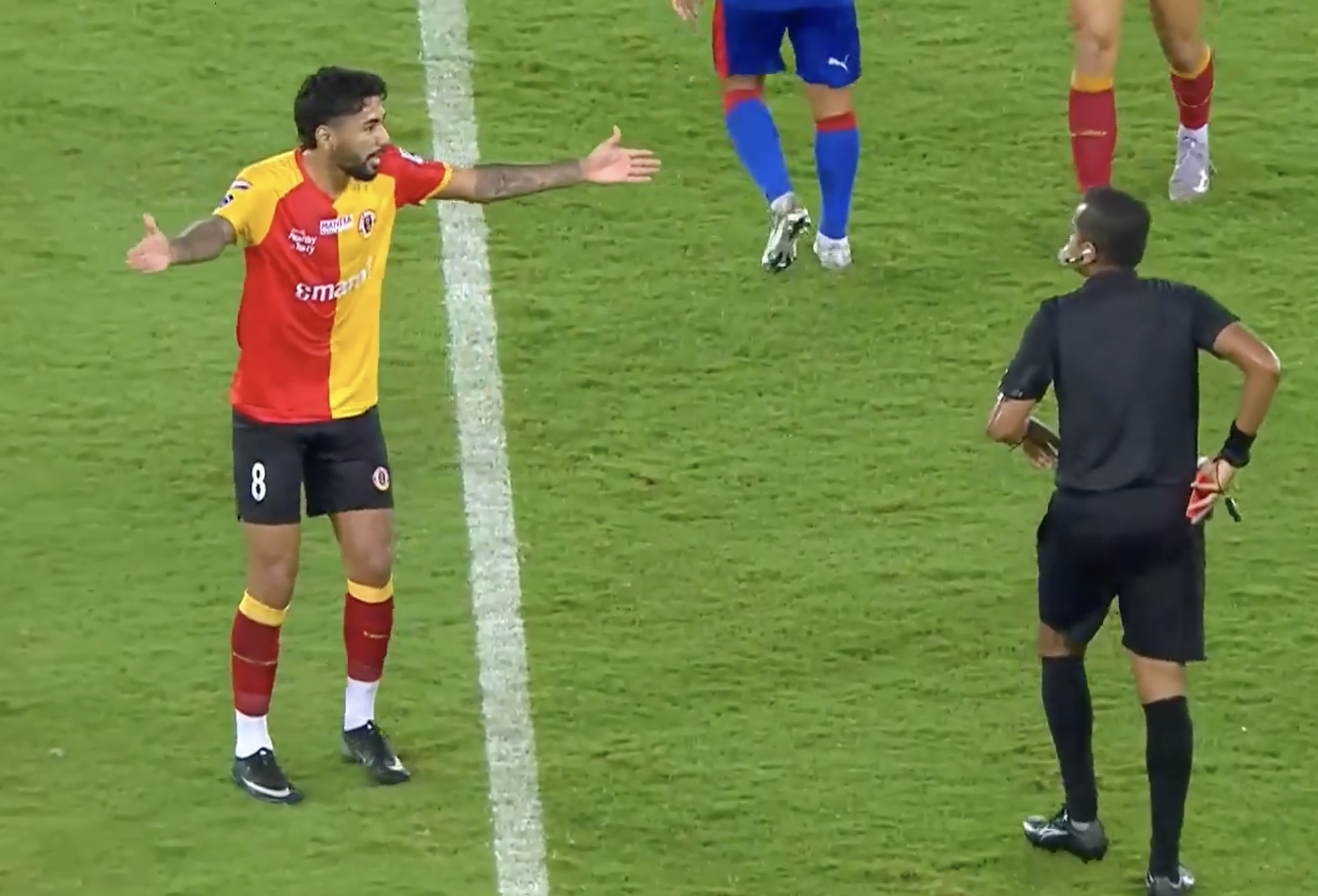 RED CARD DRAMA! Miguel Figueira gets his marching orders 
