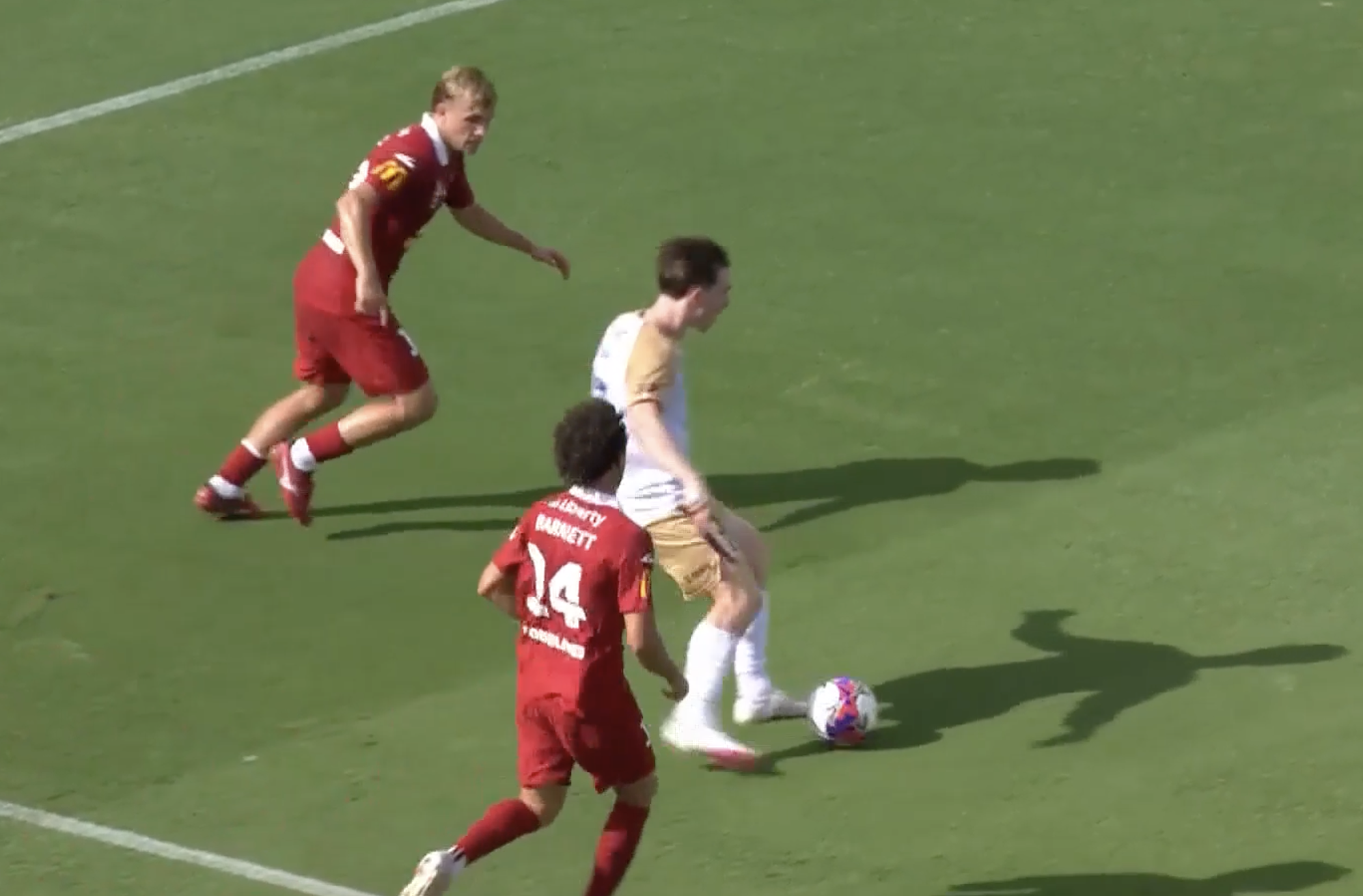 Dazzling Finish! Clayton Taylor opens the scoring for Newcastle Jets