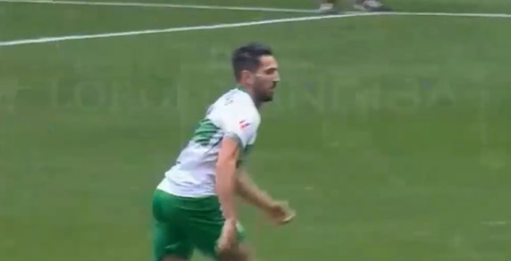 Blistering! Powerful strike from Pedro hits the net