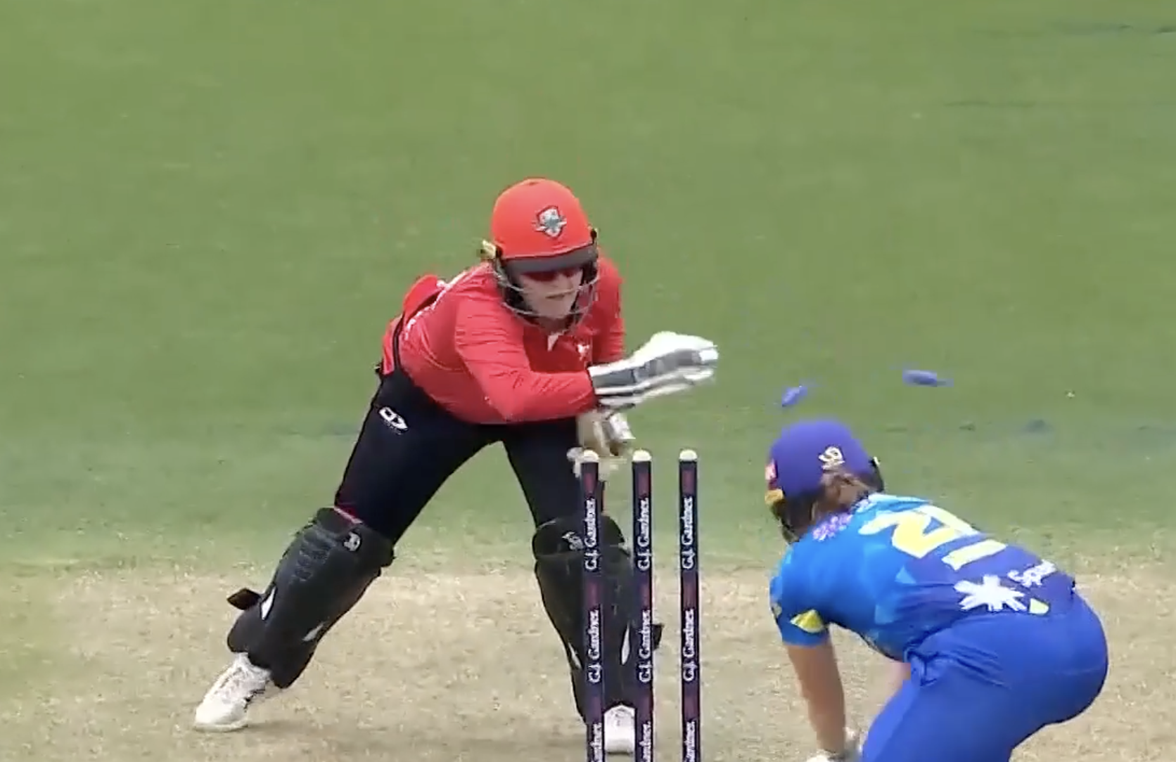 Lightning-Fast! Abigale Gerken produces a brilliant stumping
