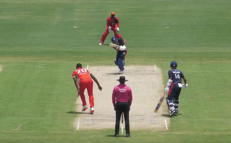 TAKE A BOW! Smit Patel ran hard to score his maiden ton for USA
