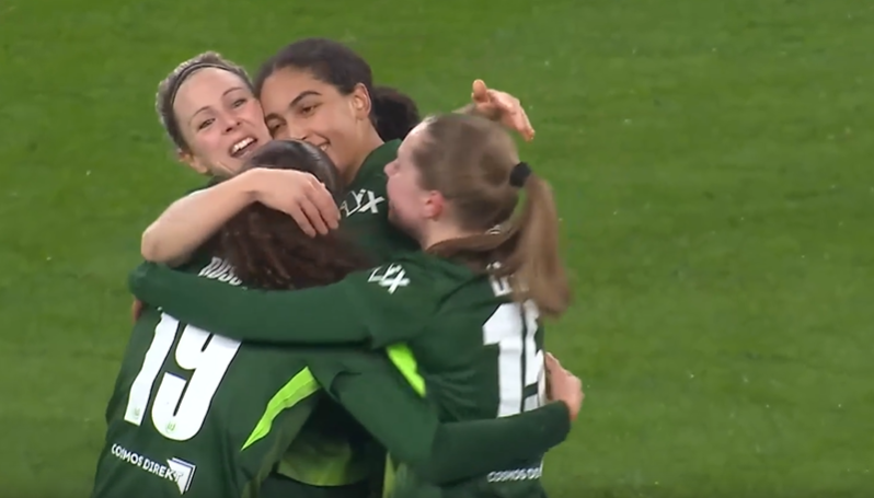 OFF THE GOAL POST! Cora Zicai smashes home a stunner