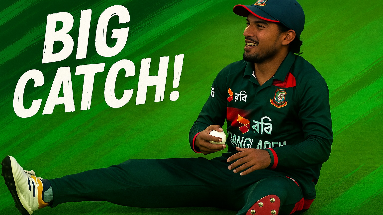 SKYED AND SNARED! Afif Hossain pulls off a fine catch at deep mid-wicket