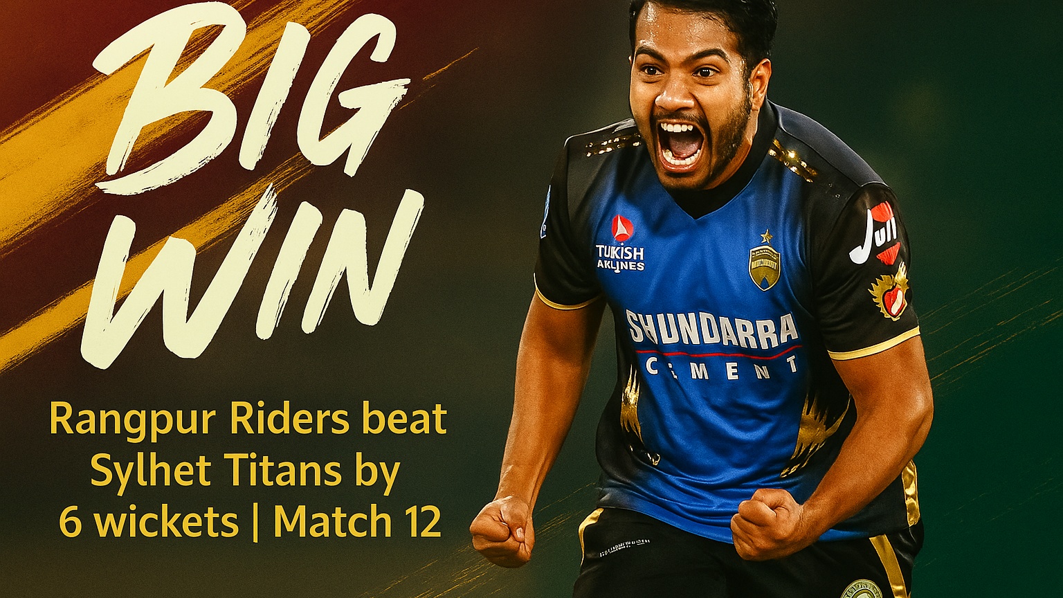 poster url for Rangpur Riders beat Sylhet Titans by 6 wickets | Match 12