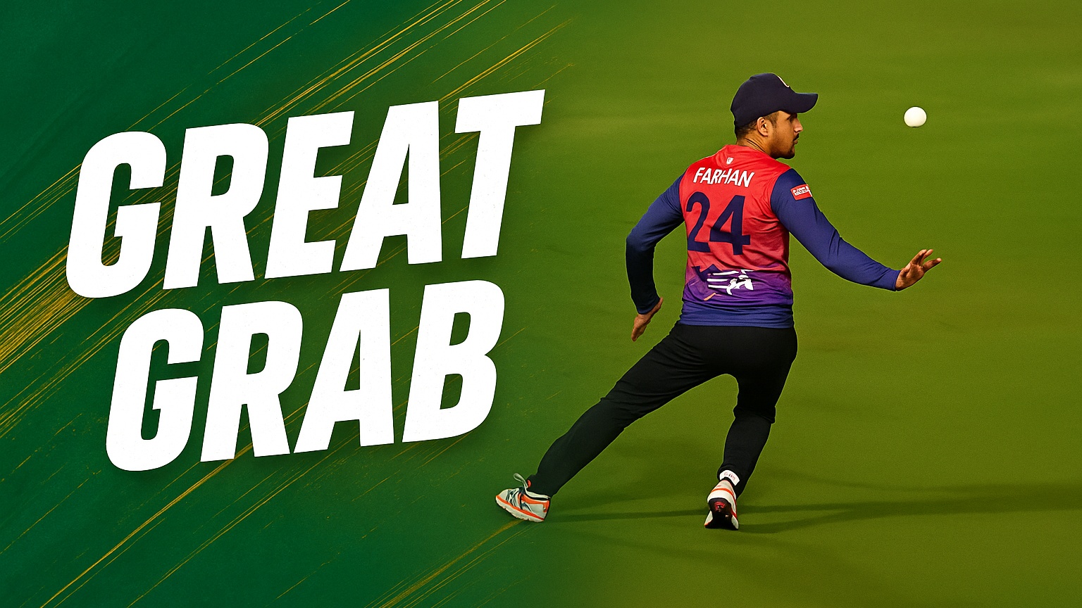 Sahibzada Farhan holds on after a juggling effort