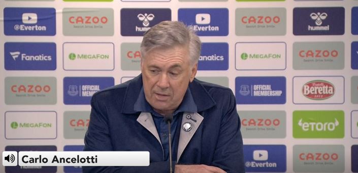 Ancelotti praises Everton's performance' in the 2-2 draw with Spurs