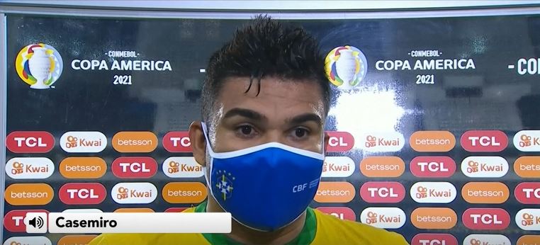 poster url for Casemiro reacts to Brazil's 2-1 win over Colombia