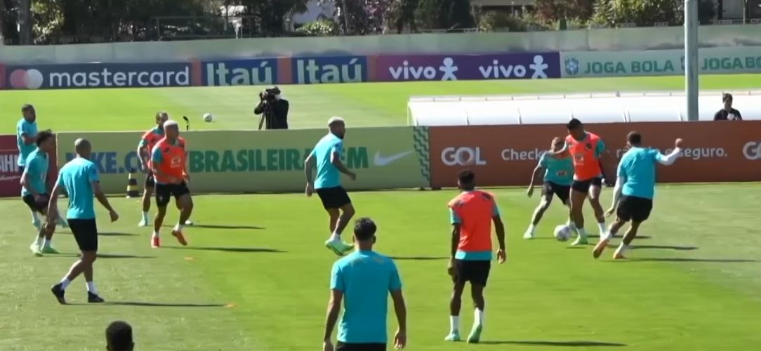 Brazil hold practice ahead of their game against Ecuador