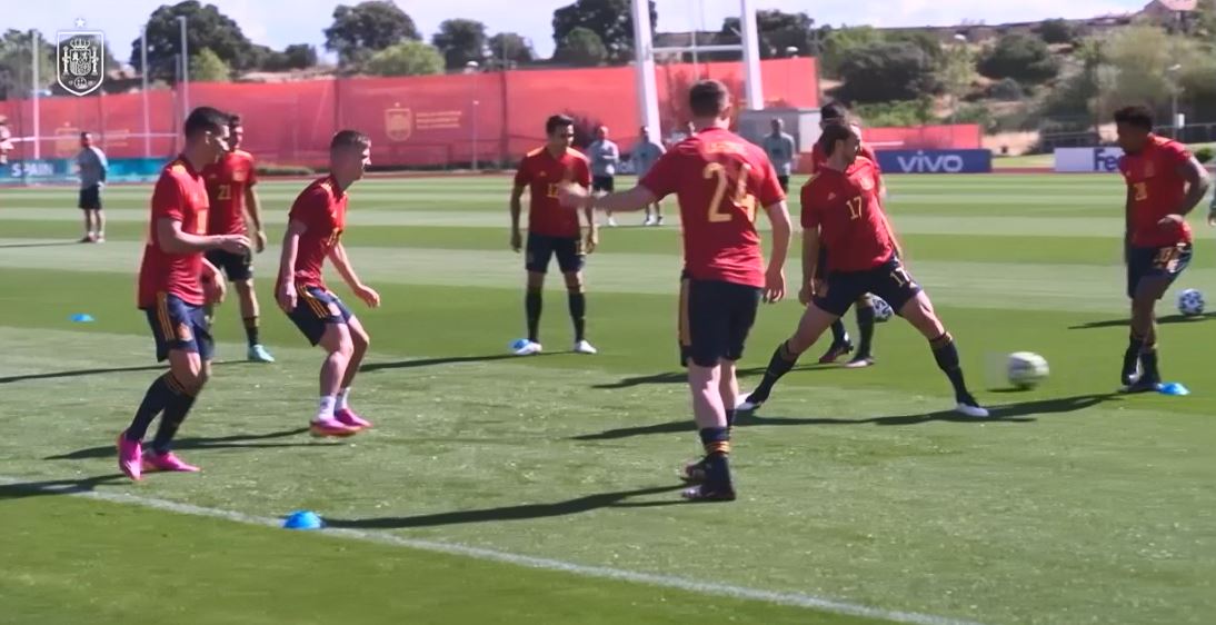 Spain train ahead of their game against Slovakia