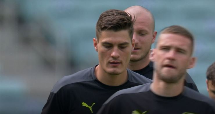 Patrik Schick and his Czech teammates train ahead of Denmark quarter-final