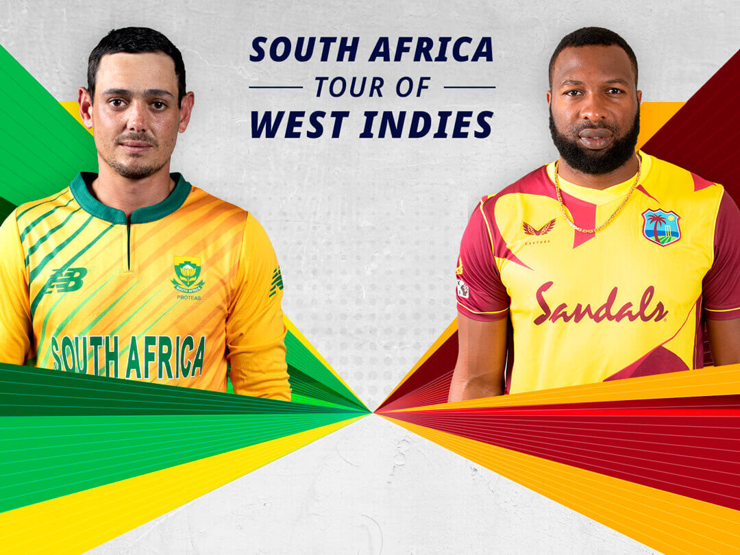 Match #1 - test of south africa tour of west indies, 2021: west indies vs south africa banner