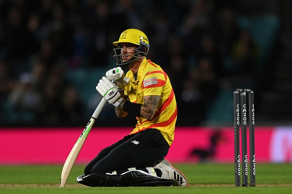 Ouch! Hales got hit in the box, twice in 2 balls!