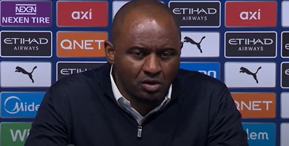 Vieira praises 'personality' of Palace after win away to City