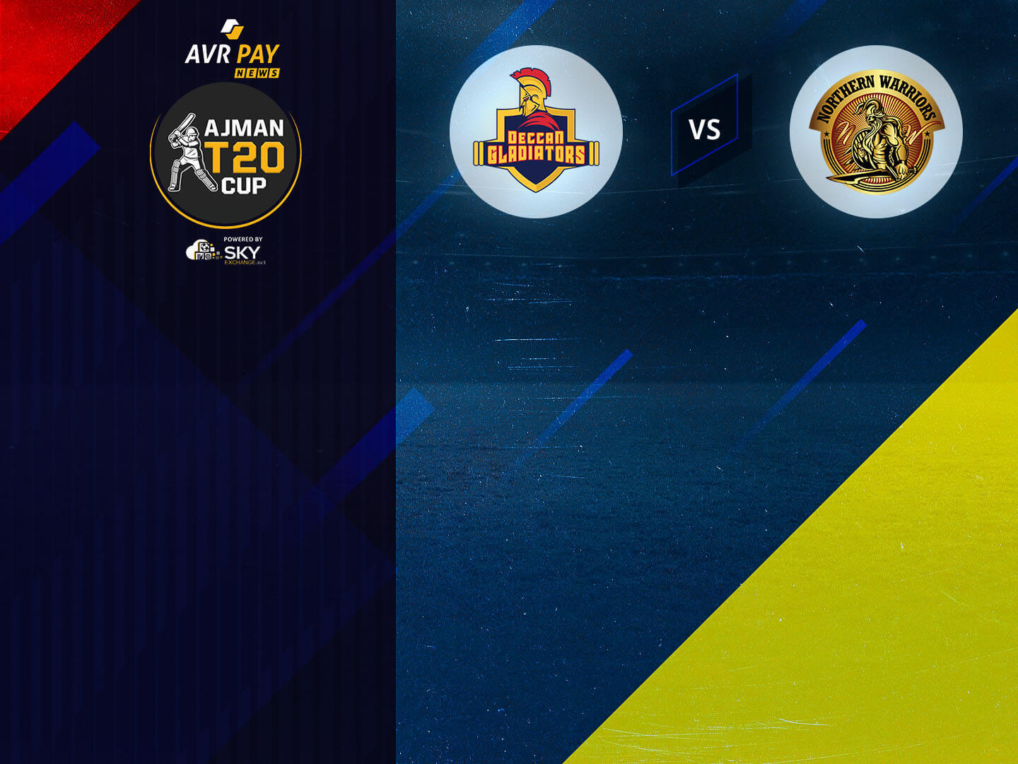 Match 5 of ajman t20 cup, 2022: deccan gladiators vs northern warriors banner
