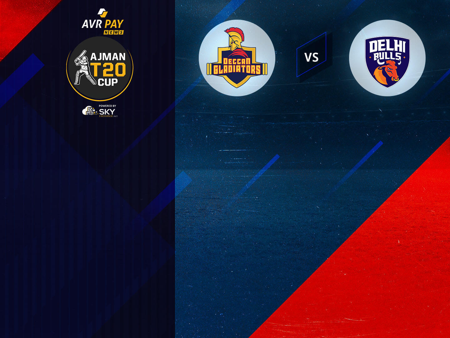 Match 14 of ajman t20 cup, 2022: deccan gladiators vs delhi bulls banner