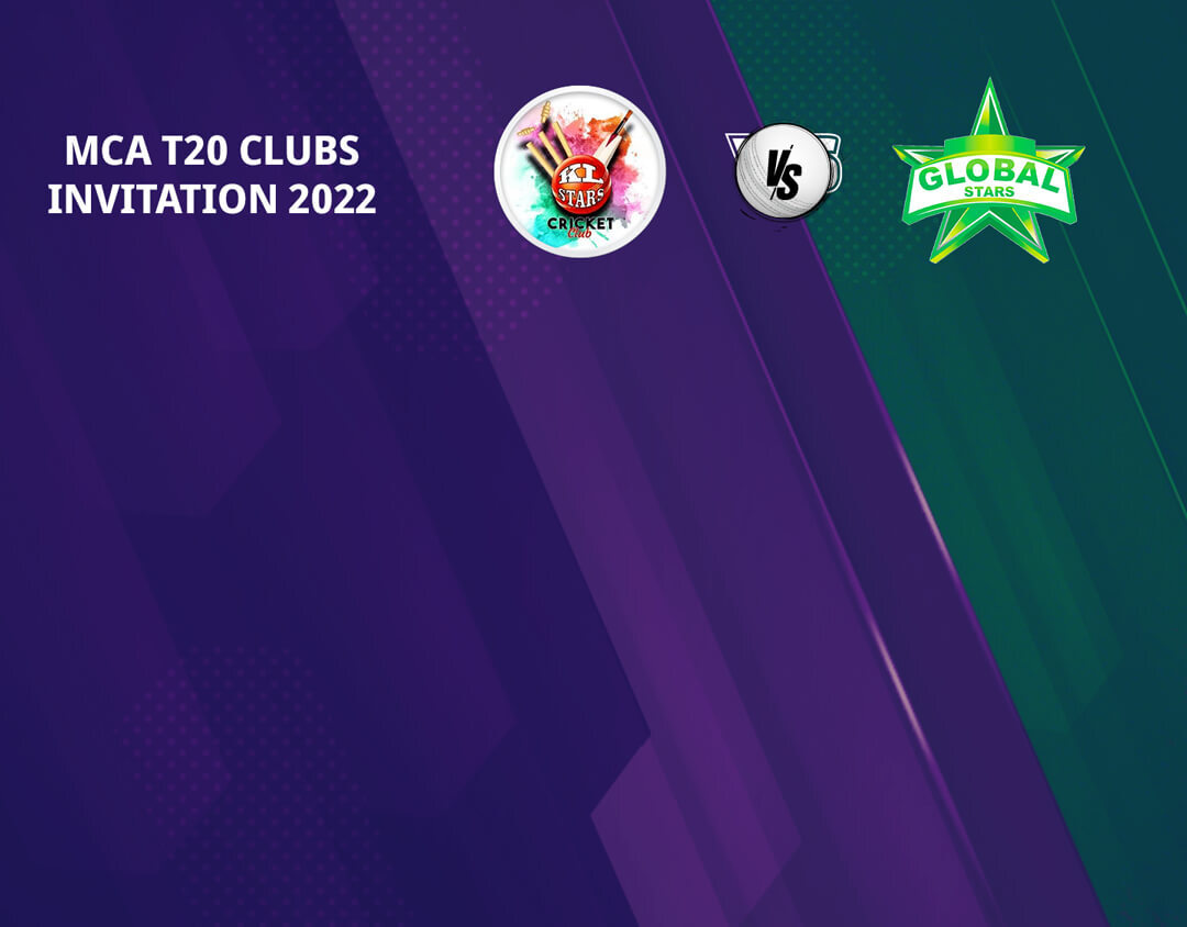 Match 3 of mca t20 clubs invitation, 2022: global stars vs kl stars banner