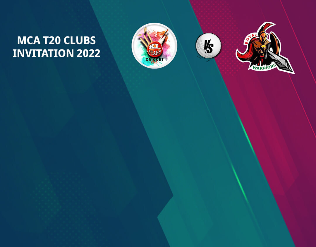 Match 1 of mca t20 clubs invitation, 2022: kl stars vs royal warriors banner