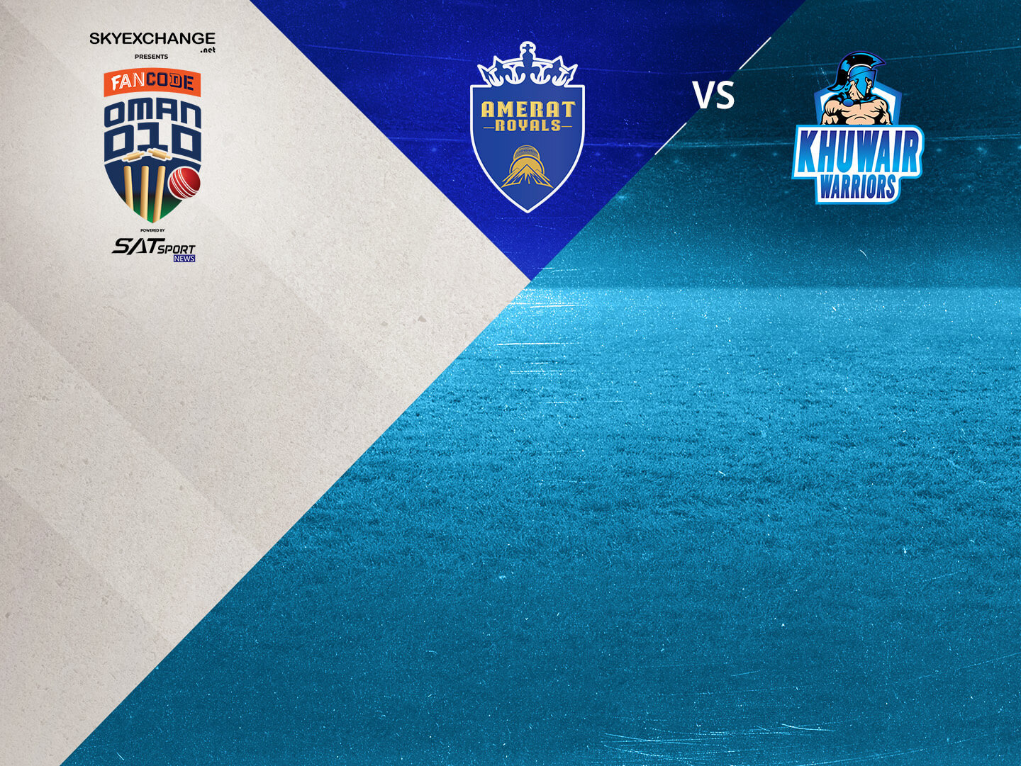 Match 1 of fancode oman d10, 2022: amerat royals vs khuwair warriors banner