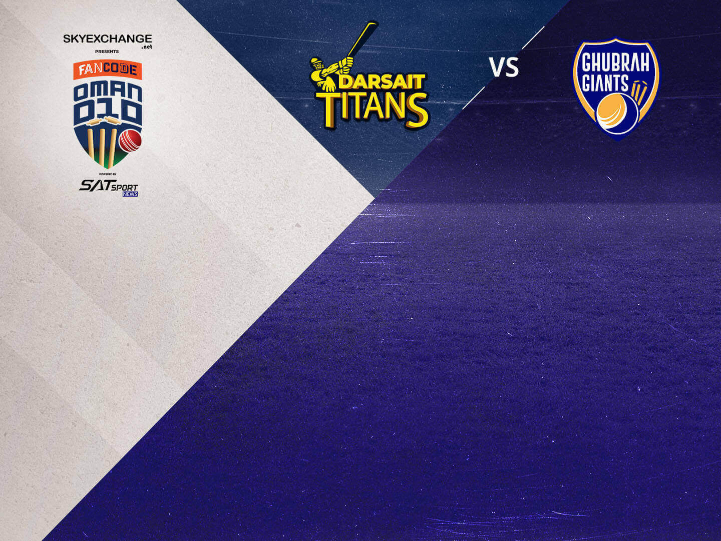 Match 20 of fancode oman d10, 2022: darsait titans vs ghubrah giants banner
