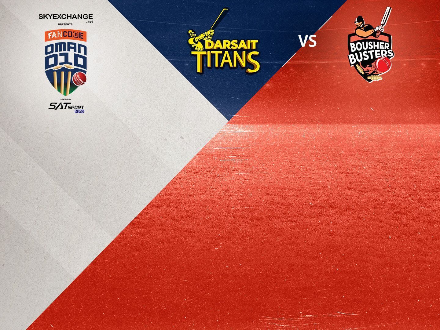Match 7 of fancode oman d10, 2022: darsait titans vs bousher busters banner