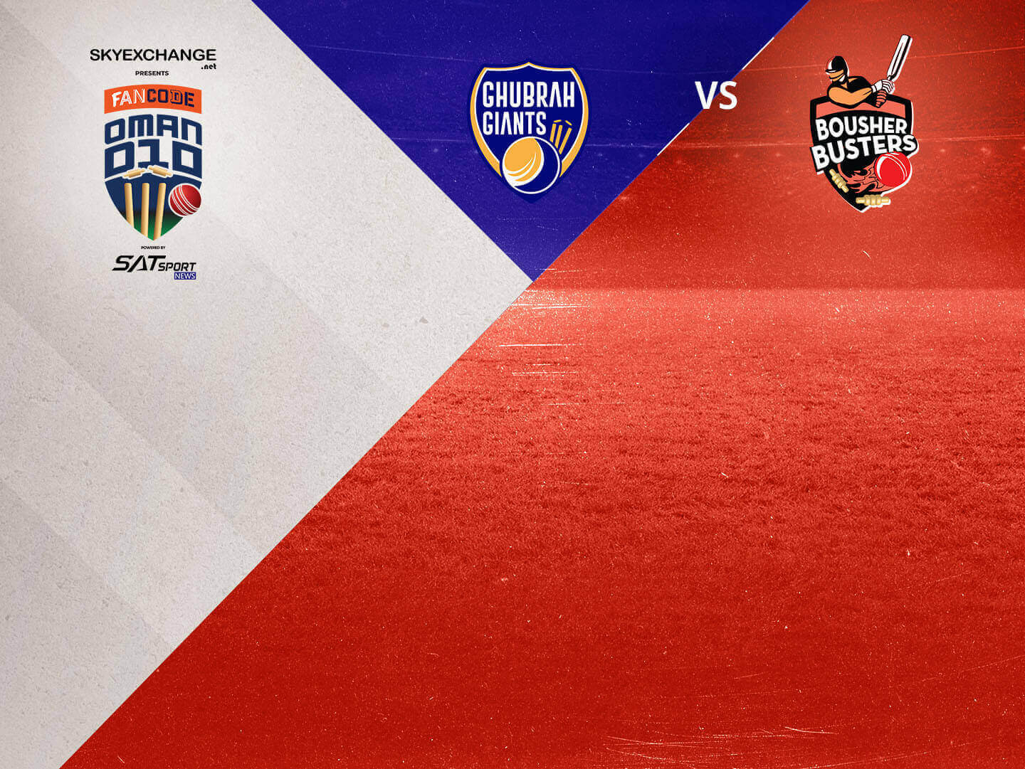 Match 27 of fancode oman d10, 2022: ghubrah giants vs bousher busters banner