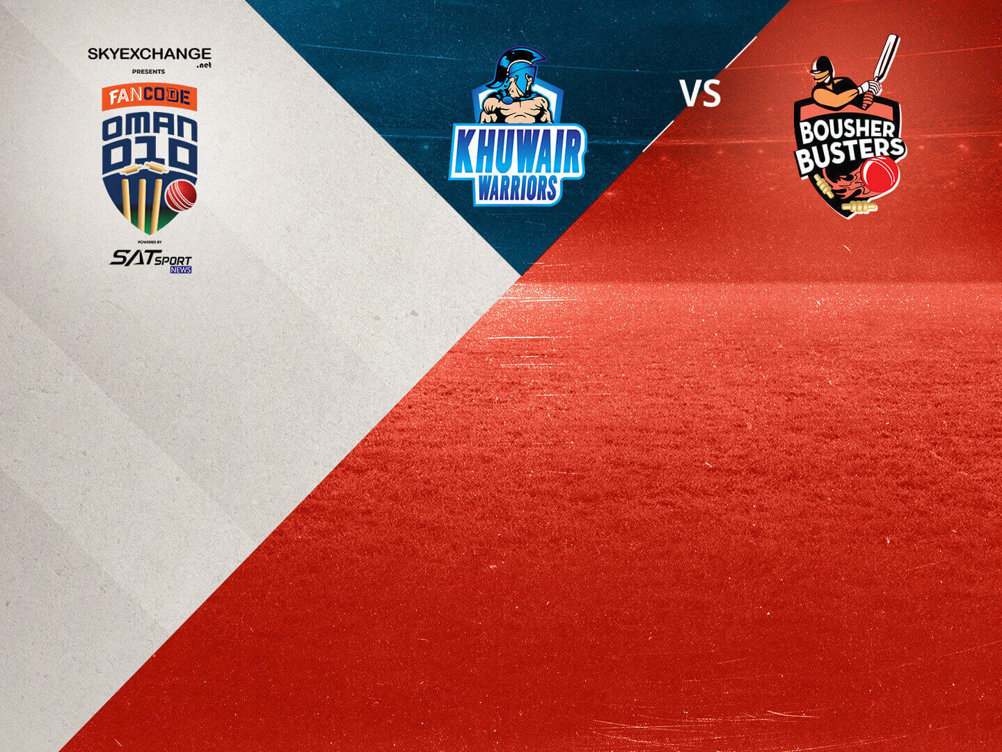 Match 22 of fancode oman d10, 2022: khuwair warriors vs bousher busters banner