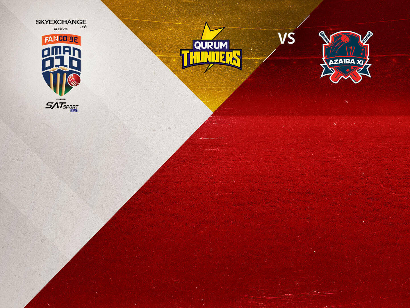 Match 21 of fancode oman d10, 2022: qurum thunders vs azaiba xi banner