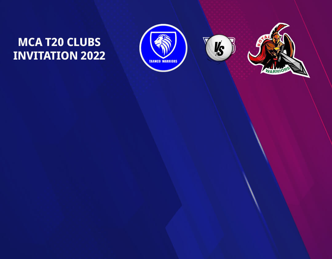 Match 3 of mca t20 clubs invitation, 2022: royal warriors vs tamco warriors banner